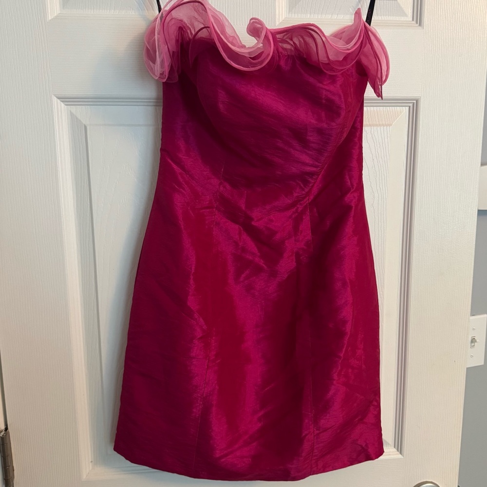 Y2K Betsey Johnson strapless ruffled cocktail dress
